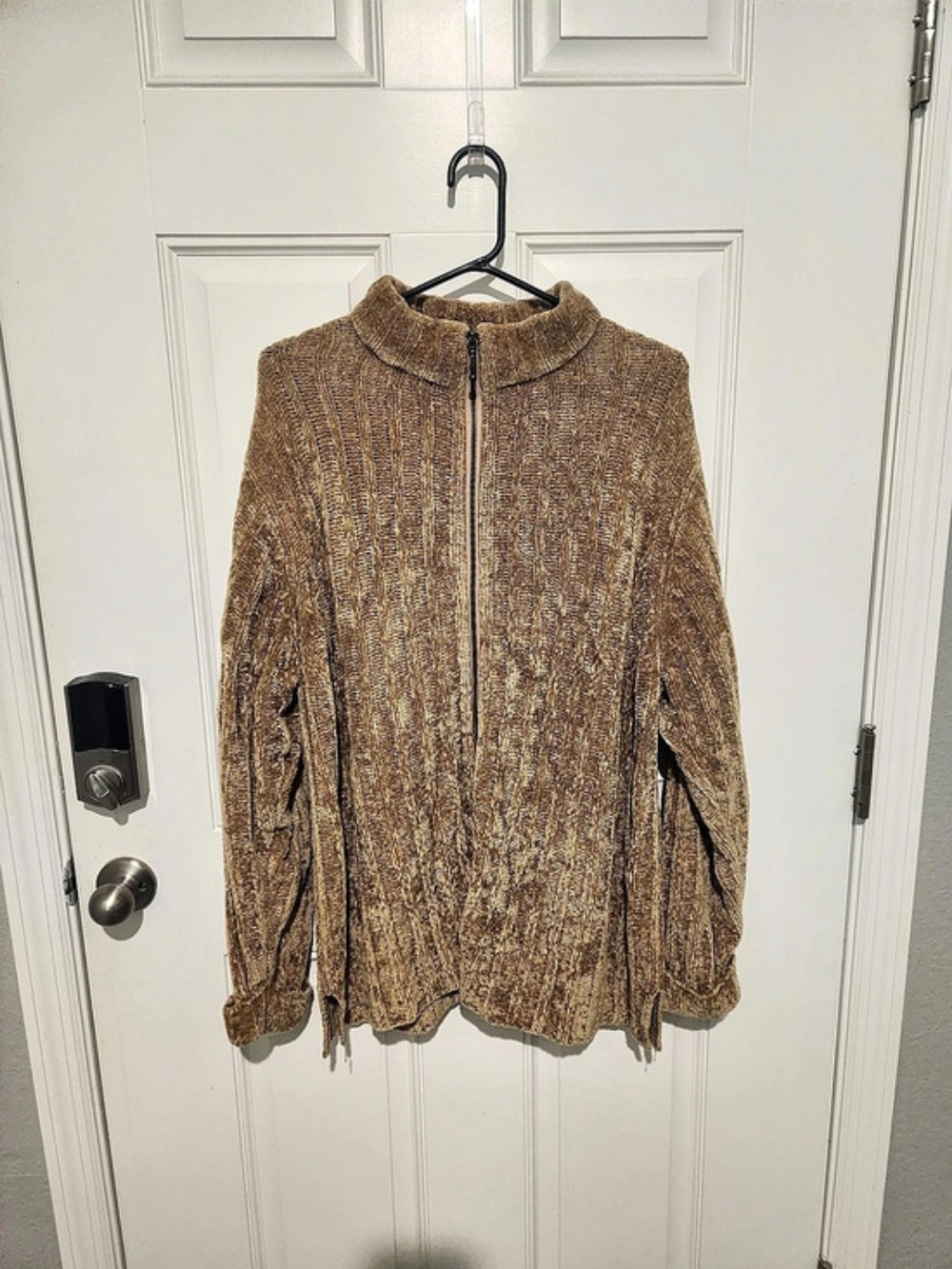 Extra Point Women's Plus 2X Brown Knit Full Zip Mock Neck Cardigan Sweater